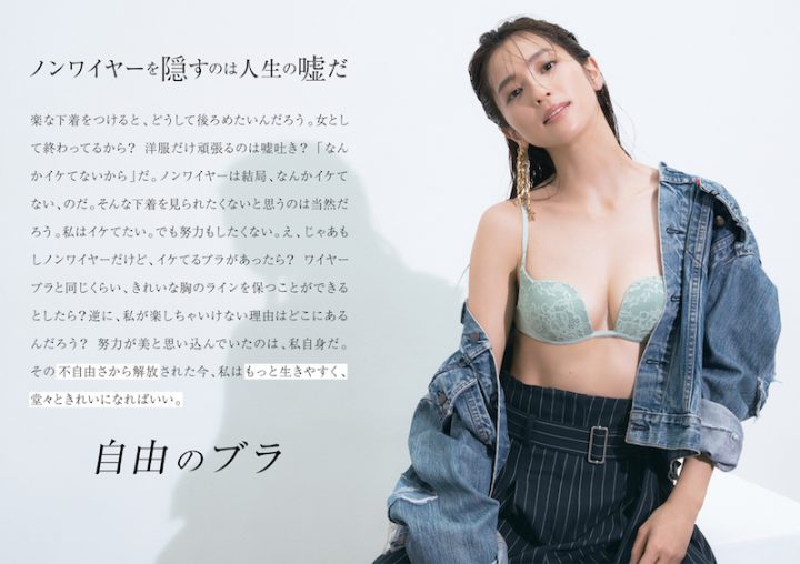 本谷有希子さんのコピーとGジャンを着崩してブラジャーを見せる中村アン