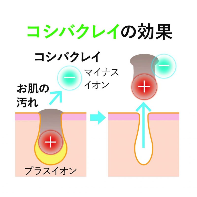 コシバクレイの効果を解説するイラスト