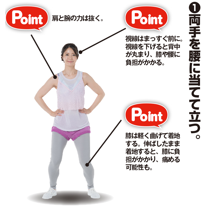 腰に手を当てるトレーニング着姿の女性