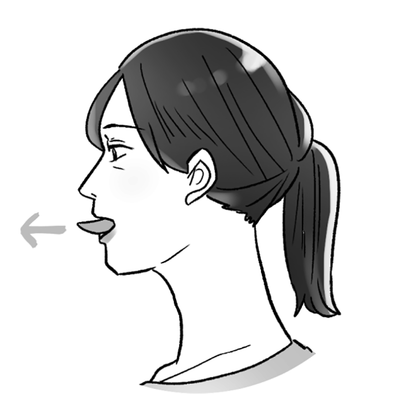 舌を前に突き出している女性のイラスト