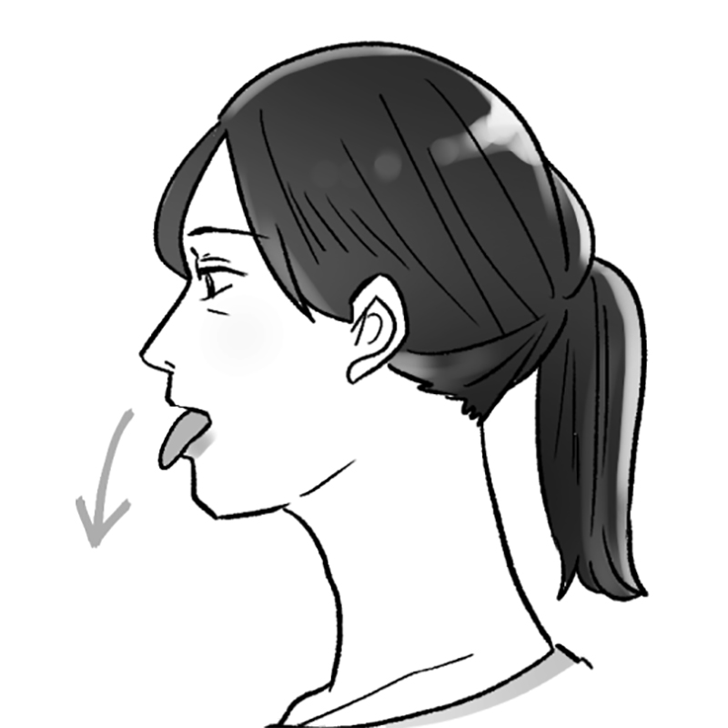 舌を下に出している女性のイラスト
