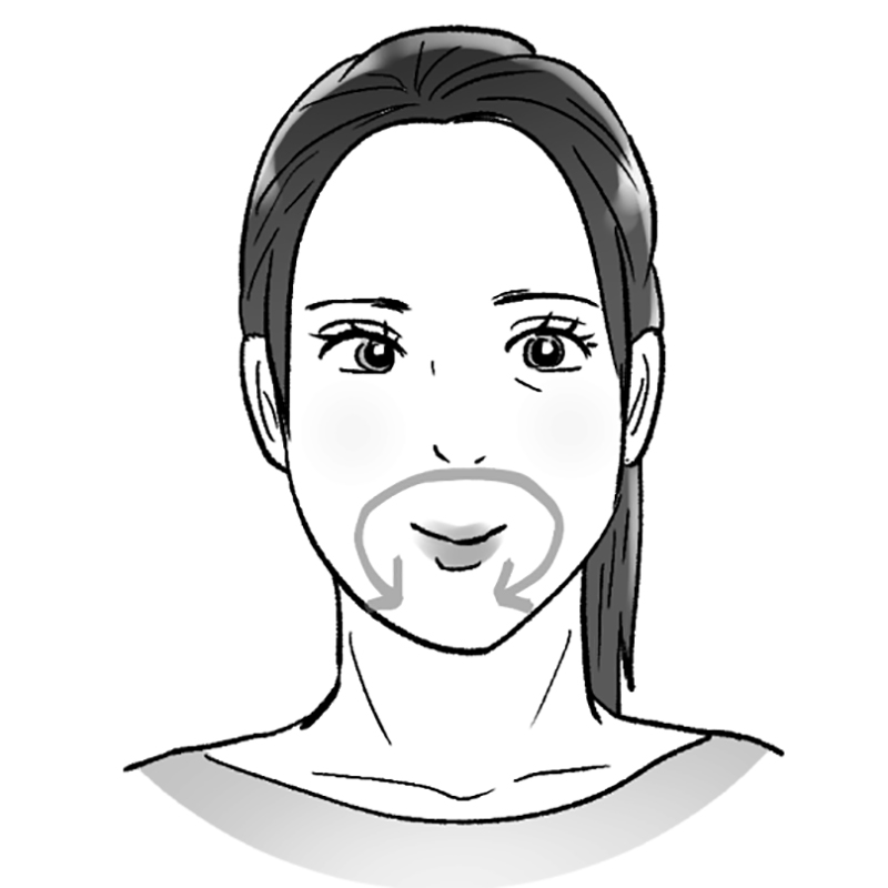 口の中で舌を歯茎に沿って動かしている女性のイラスト