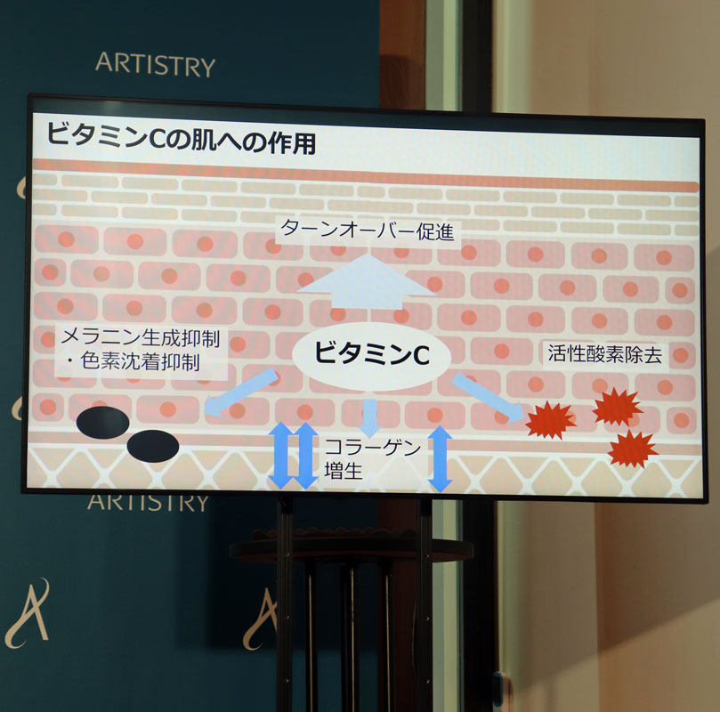 ビタミンCの肌への効能を説明する図