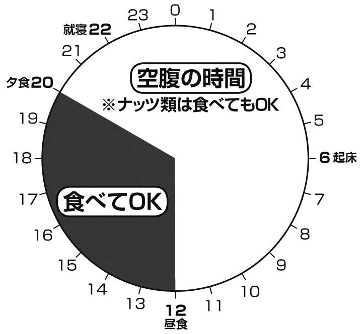 仕事をする人におすすめの１日の円グラフ。12時から20時が食べてOKな時間帯。