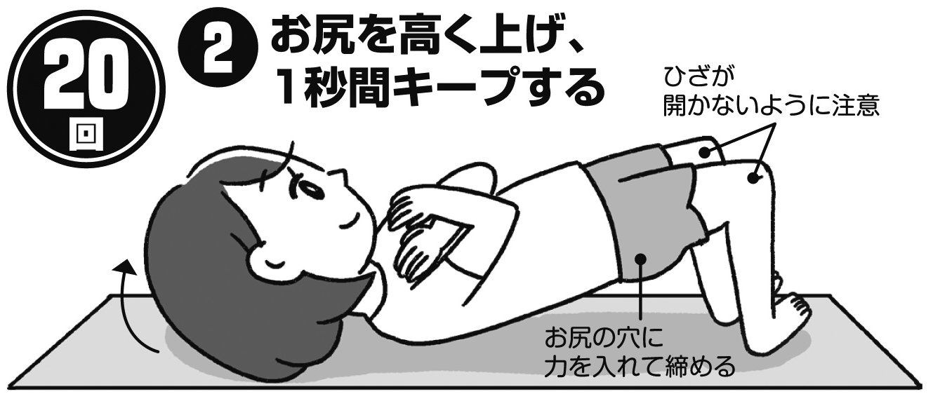 お尻を高く上げ、1秒間キープする