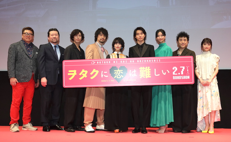 福田雄一監督、佐藤二朗、賀来、斎藤、高畑充希、山崎賢人、菜々緒、ムロツヨシ、若月佑美（左から）