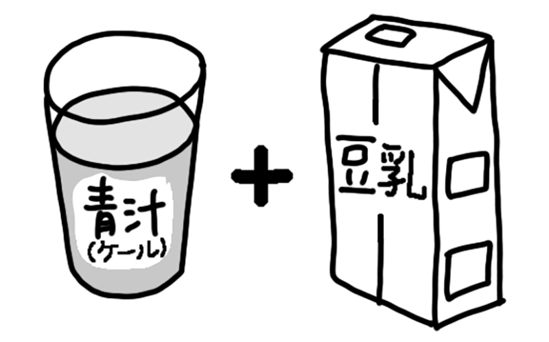 青汁（ケール）＋豆乳　混ぜる比率は1対1