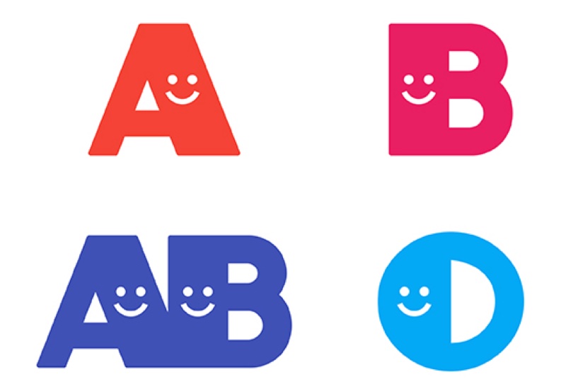 A,B,O,ABの文字のイラスト