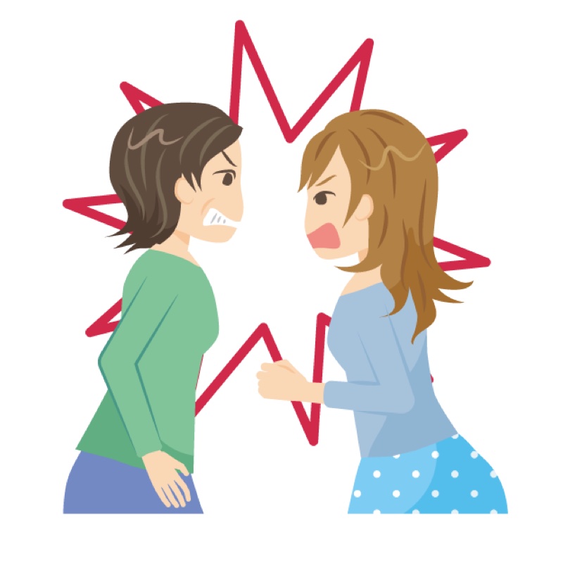 2人の女性が喧嘩をしているイラスト