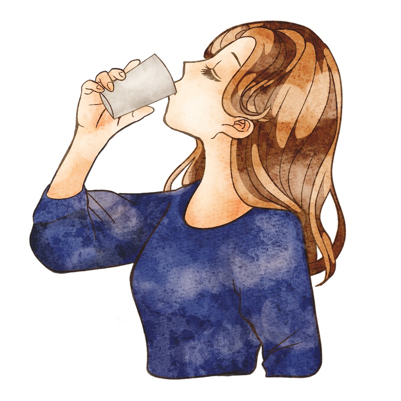 飲み物を飲む女性のイラスト