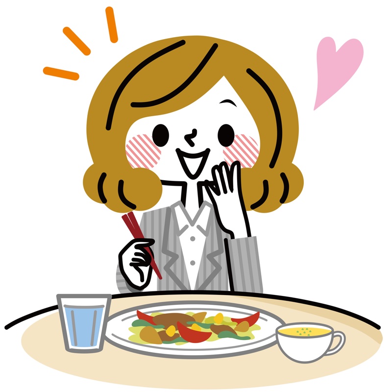 食事をする女性のイラスト