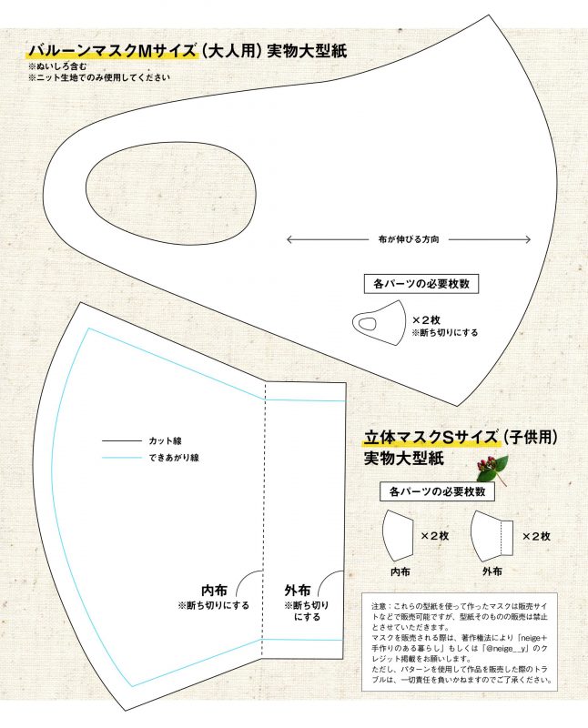 バルーンマスクの型紙