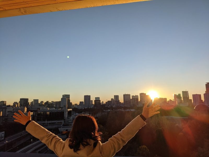 客室からの朝日