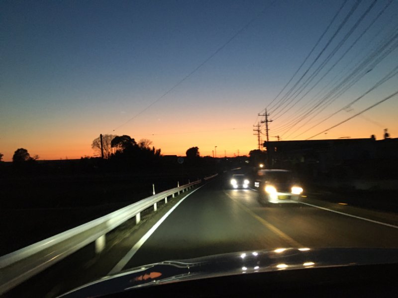 車の中から見た夕焼け