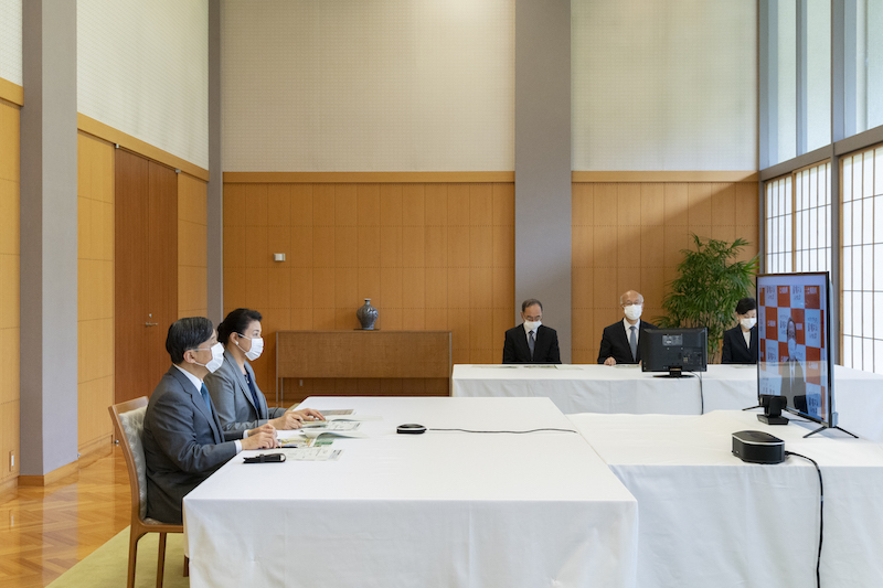 東日本大震災復興状況についてオンラインでご視察される天皇皇后両陛下