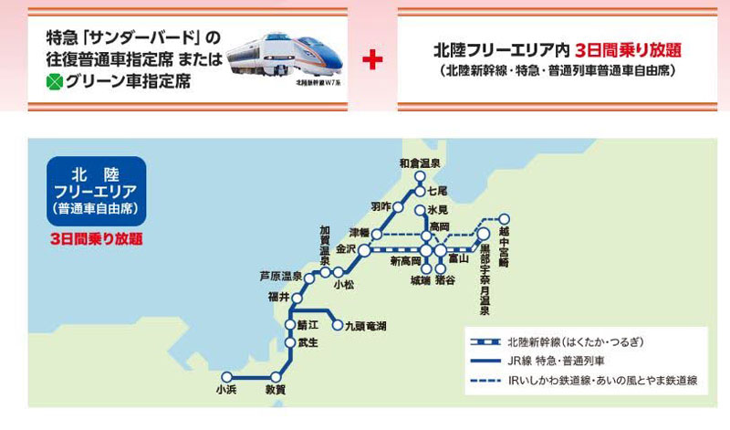 JR西日本「北陸乗り放題きっぷ」のフリーエリア