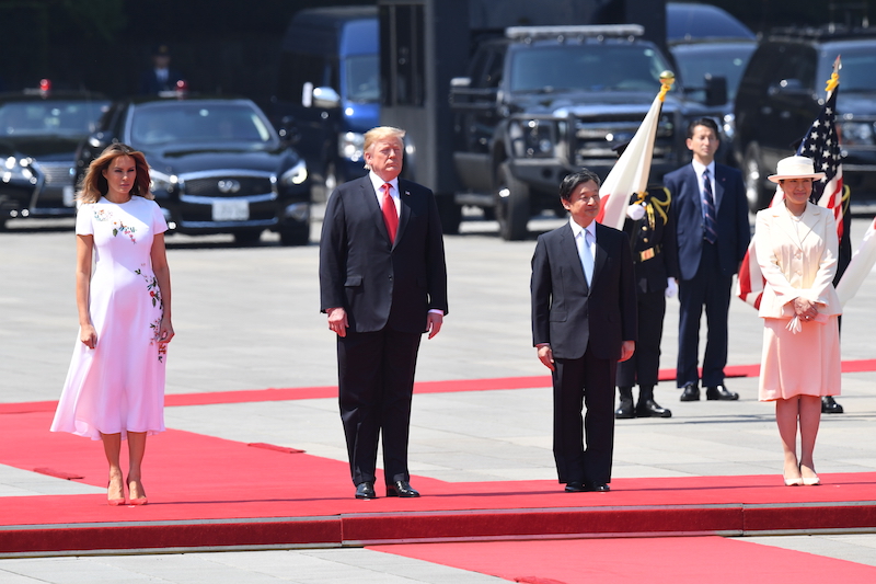 2019年5月27日、令和になって初めての国賓として天皇皇后両陛下との宮中晩餐会に出席したトランプ大統領夫妻（当時）