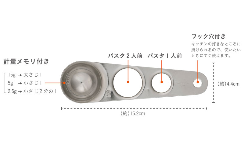 パスタは2人前まで量れる