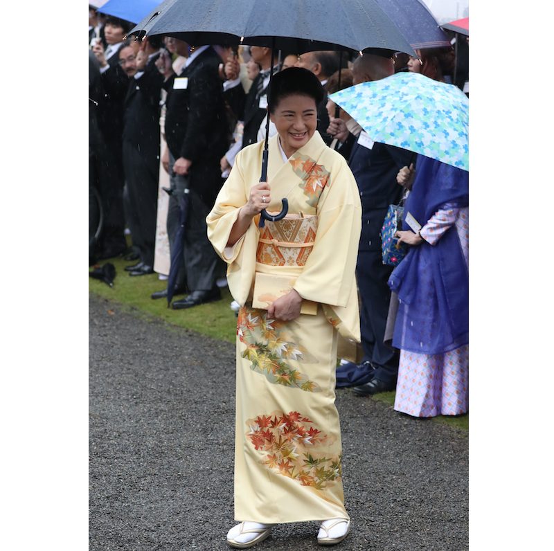 生憎の天気にもかかわらず笑顔でご歓談の雅子さま（2018年11月9日、Ph／JMPA）