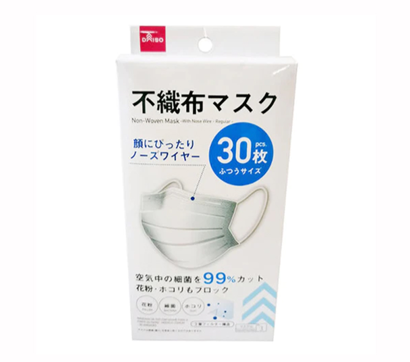 『不織布マスク（ノーズワイヤー付、ふつう、30枚）』