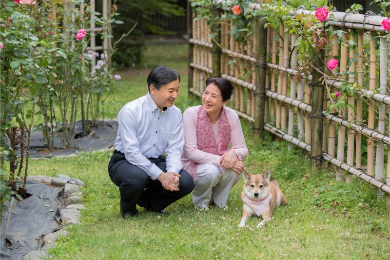 2018年6月、銀婚式に合わせて公開されたお写真に映る天皇皇后両陛下と愛犬