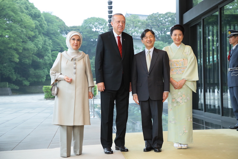 2019年7月、トルコのエルドアン大統領夫妻とのご会談の天皇皇后両陛下