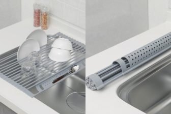 丸めて収納！使うときだけ広げてカトラリーも置ける「水切りアイテム」が登場