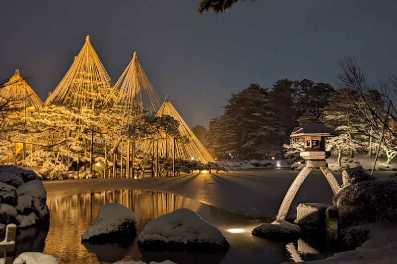 金沢兼六園では夜のライトアップも開催