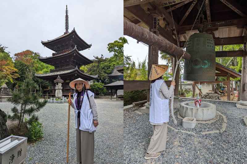 参拝は、まず鐘をついてきたことを知らせる。第51番札所石手寺には三重塔や鐘楼など6つの国の重要文化財がある