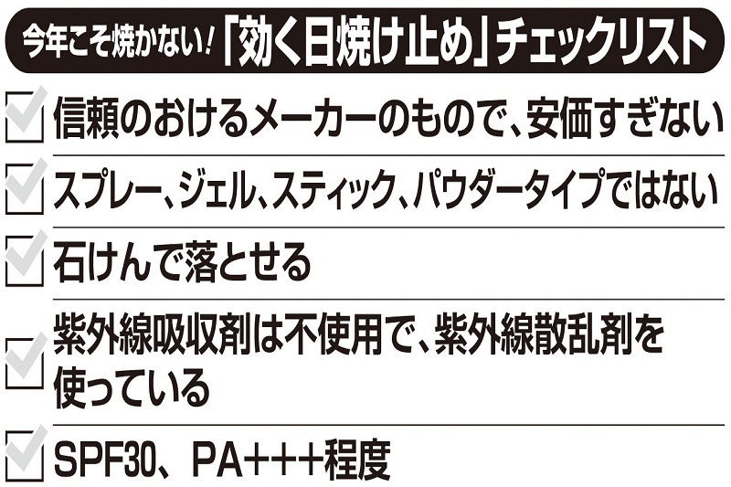 「効く日焼け止め」チェックリスト