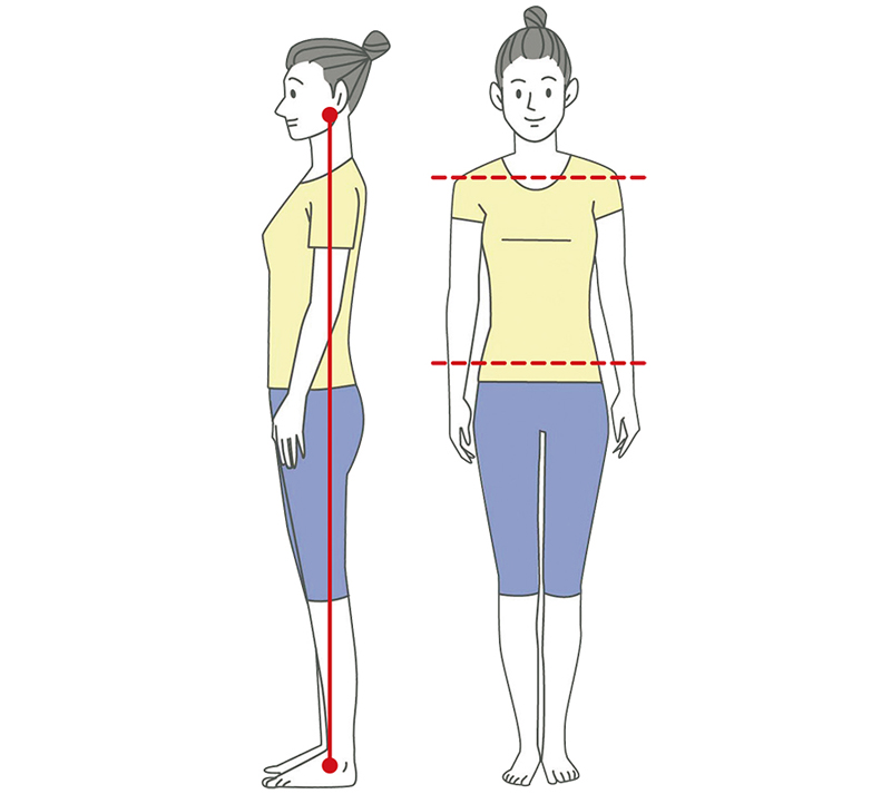 耳たぶからくるぶしまでが一直線になるようにキープして、足を吸盤のようにして立つ