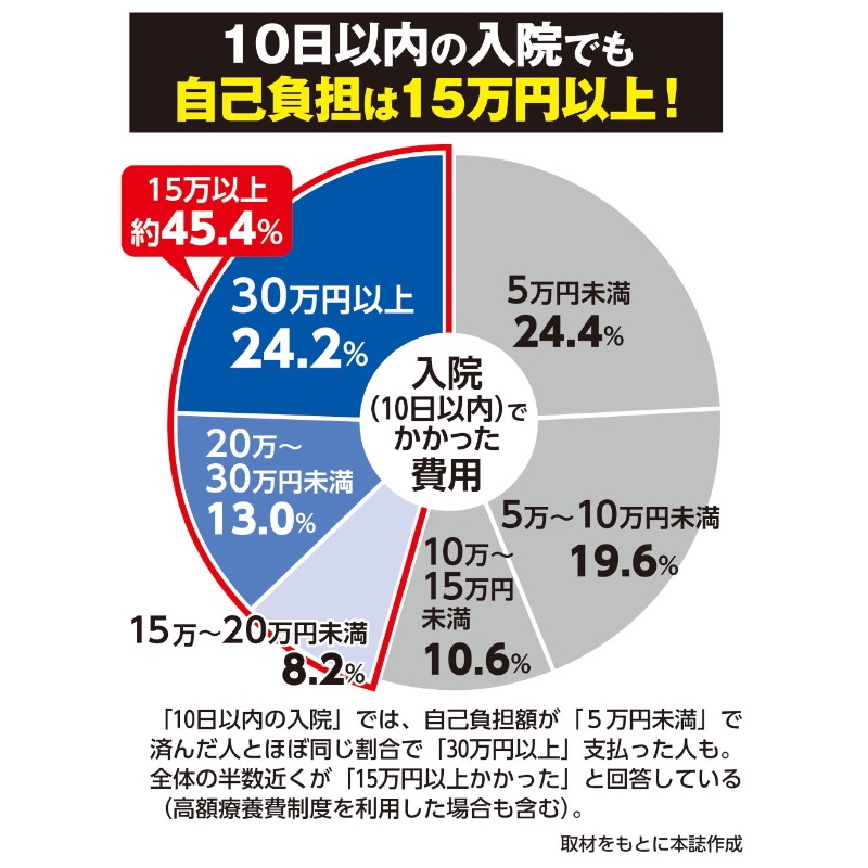 入院時にかかった自己負担額ごとの割合