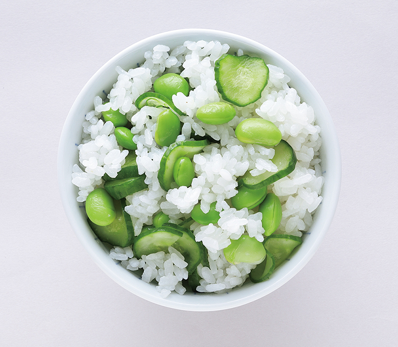 「きゅうりと枝豆の混ぜご飯」