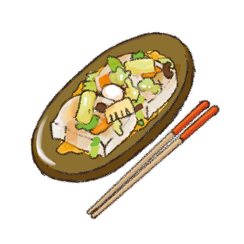 中華丼のアレンジアイディア（イラスト／いば さえみ）