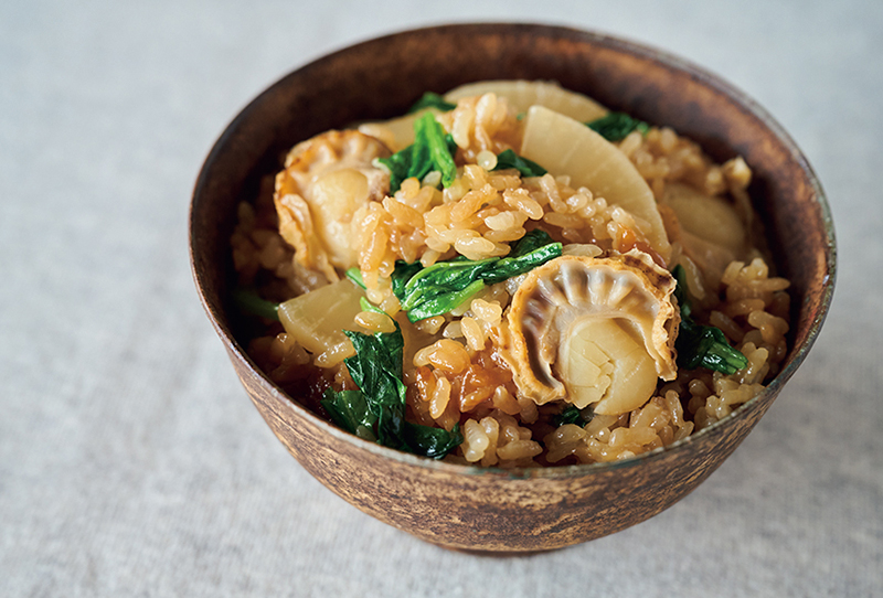 「ほうれん草と大根、帆立の中華ご飯」