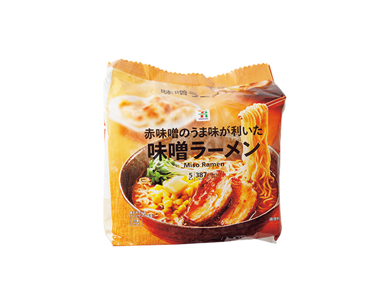 【9位】セブン-イレブン「赤味噌のうま味が利いた 味噌ラーメン」5食 279円