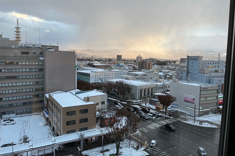 青森は雪が積もっていた