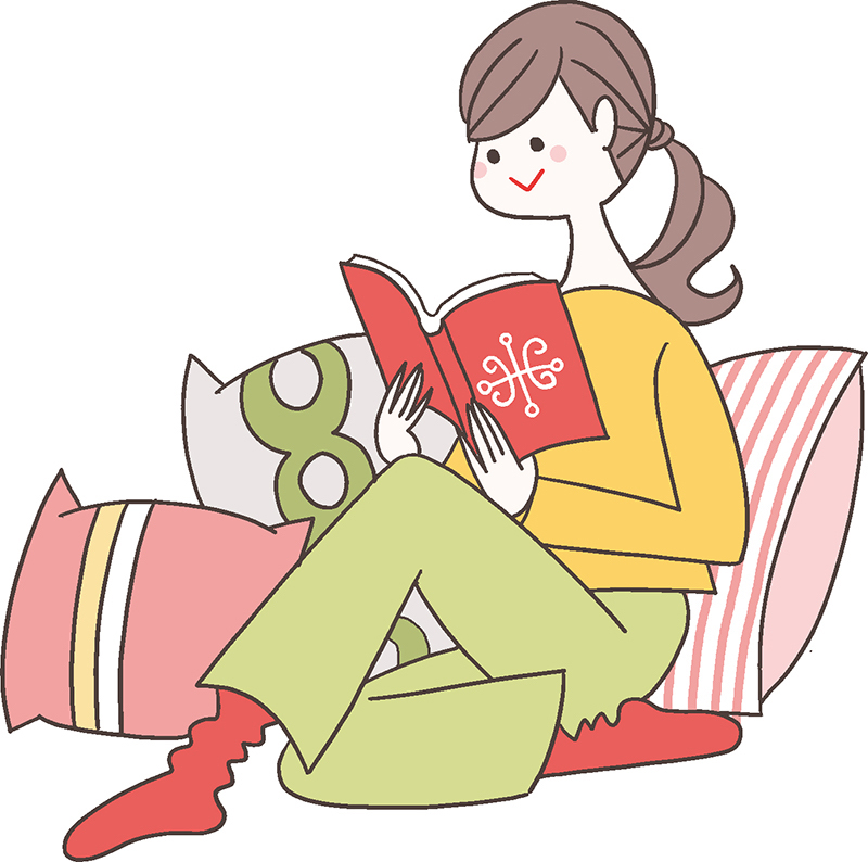 読書をする女性のイラスト