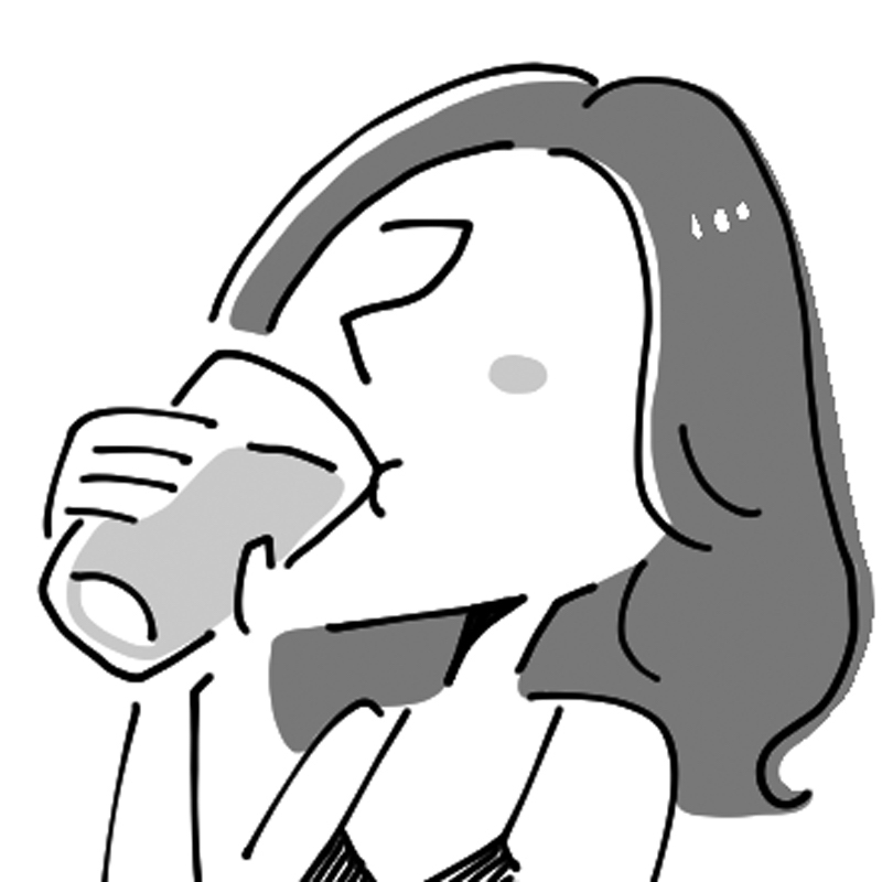 水を飲むフランス人女性のイメージイラスト