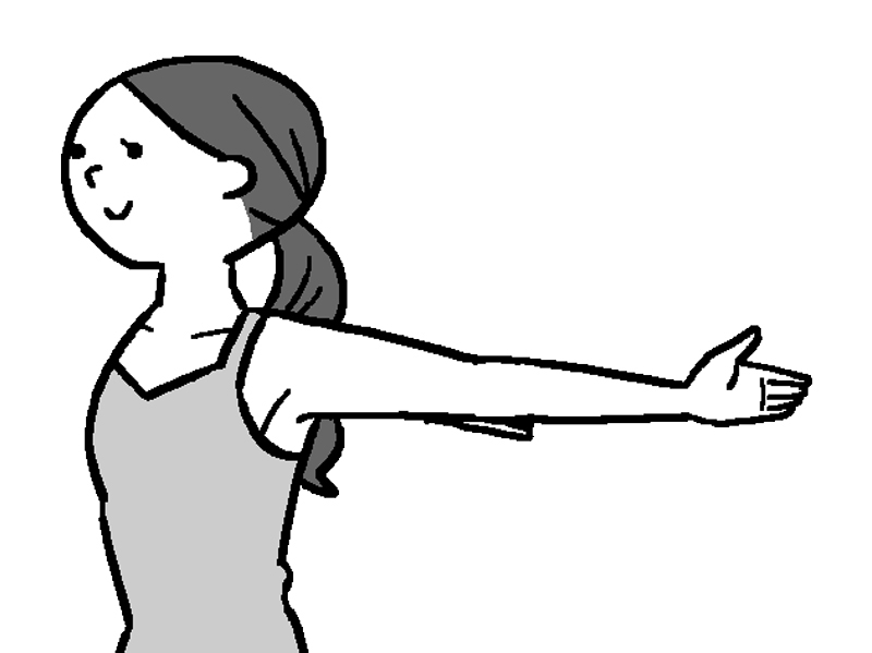 体の後ろまで手を伸ばす女性のイラスト