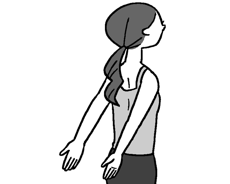 ペンギンの翼のような動きの女性のイラスト