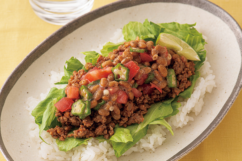 「オクラと納豆のサルサ丼」