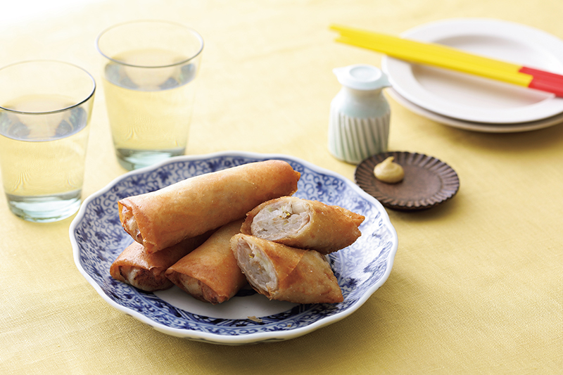 「鶏ひき肉ともやしの麻婆風春巻き」