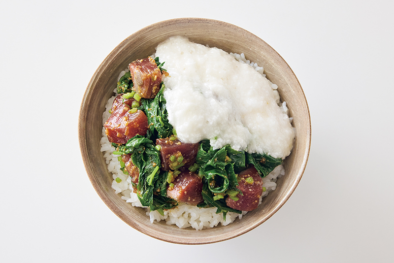 「あしたばとかつおのねばとろ漬け丼」