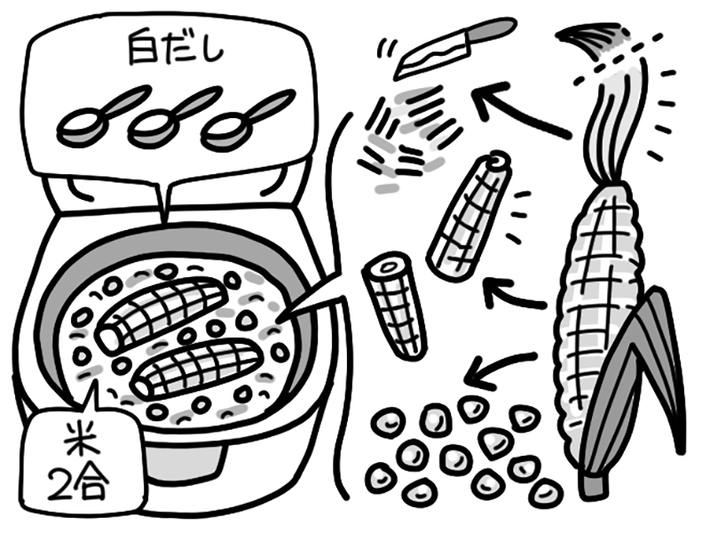 炊き込みご飯（イラスト／うえだのぶ）