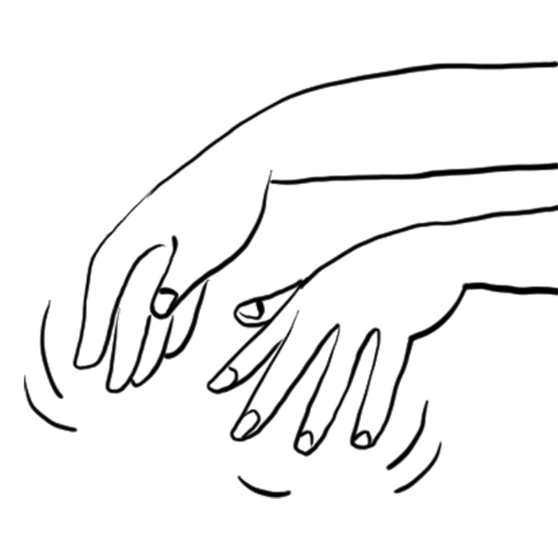 湯の中で両手両足を10秒間ぶらぶらさせる（イラスト／飛鳥幸子）