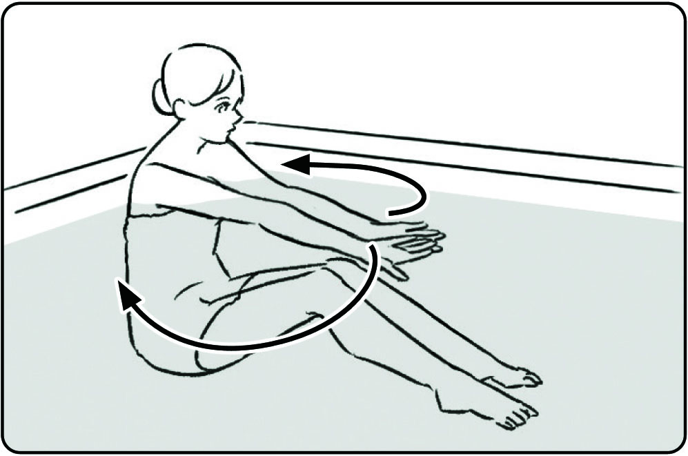 手の甲をつけて両腕を伸ばす（イラスト／ico.）