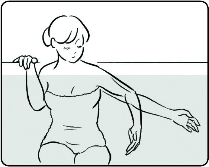 浴槽の縁に右手を置く（イラスト／ico.）