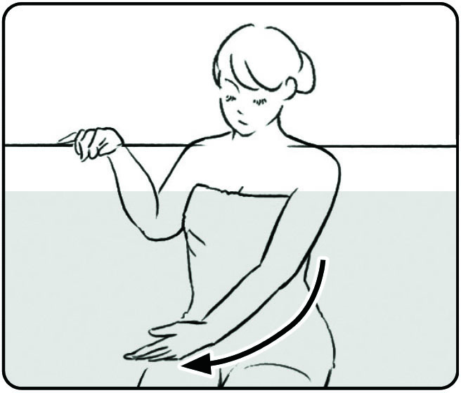 息を吐きながら体の前まで湯をかく（イラスト／ico.）