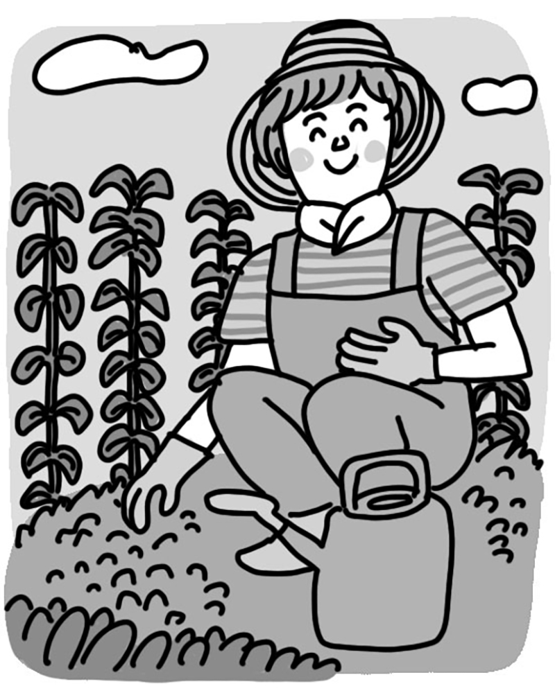 植物を育てる女性